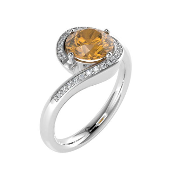 Zásnubný prsteň 14K biele zlato a citrín  1.25 ct  008_A