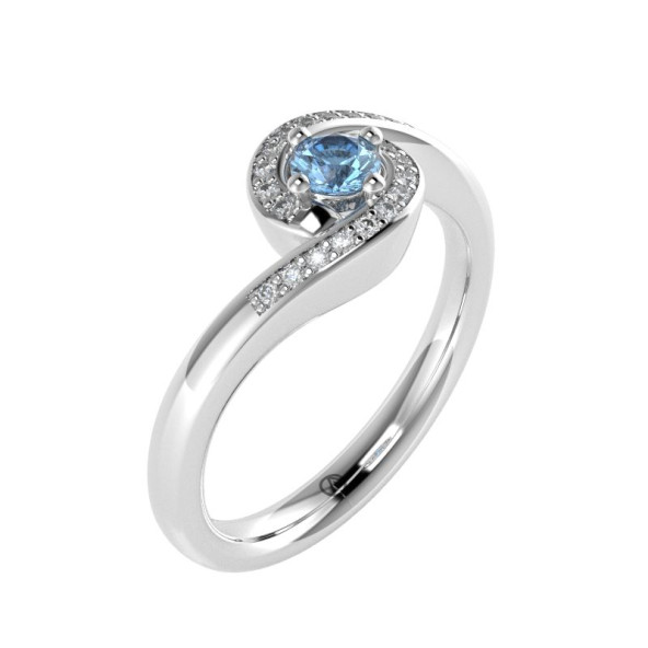 Zásnubný prsteň 14K biele zlato a topas sky blue  0.16 ct  008_A