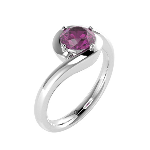 Zásnubný prsteň 14K biele zlato a topas pure pink  0.8 ct 007_A