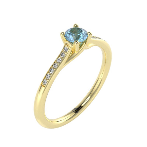 Zásnubný prsteň 14K biele zlato a topas sky blue  0.25 ct  010_A