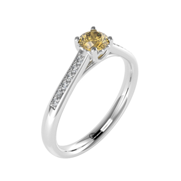 Zásnubný prsteň 14K biele zlato a diamant žltý  0.29 ct  016_A