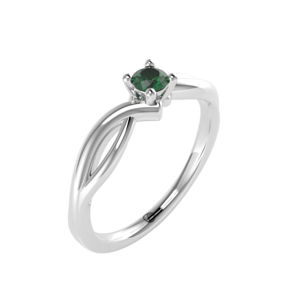 Zásnubný prsteň 14K biele zlato a diamant zelený  0.13 ct  017_A