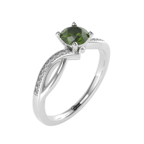 Zásnubný prsteň 14K biele zlato a peridot  0.5 ct  018_A