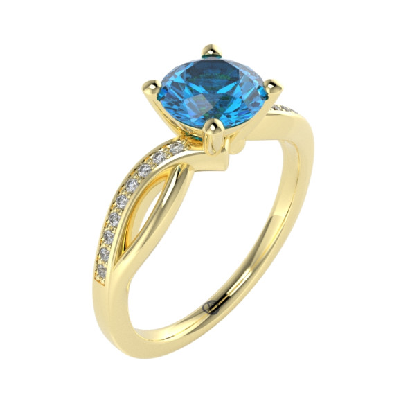 Zásnubný prsteň 14K biele zlato a topas swiss blue  1 ct  018_A