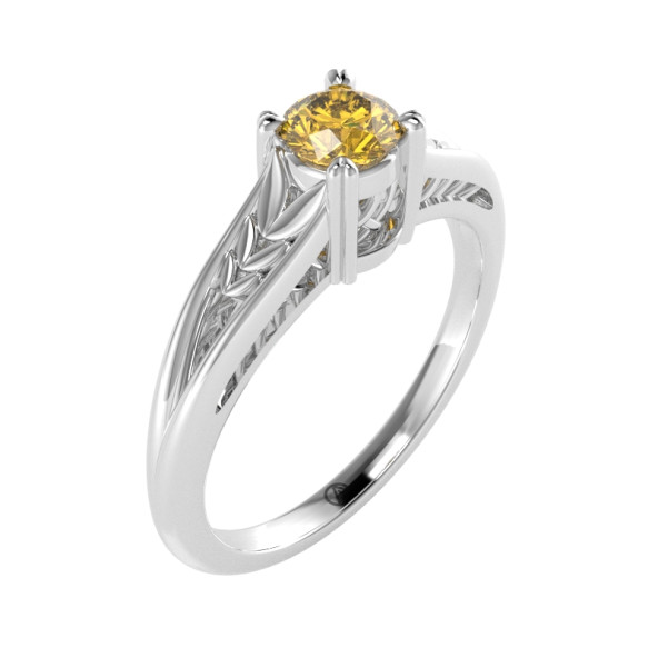 Zásnubný prsteň 14K biele zlato a žltý zafír 0.33 ct  117_A