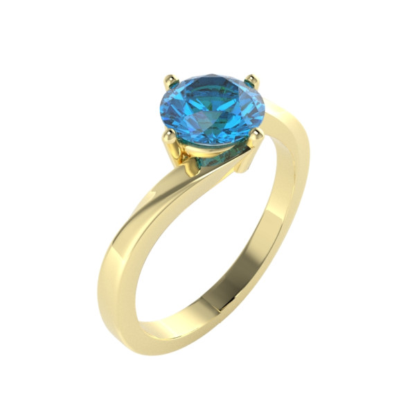 Zásnubný prsteň 14K biele zlato a topas swiss blue  1 ct  093_A