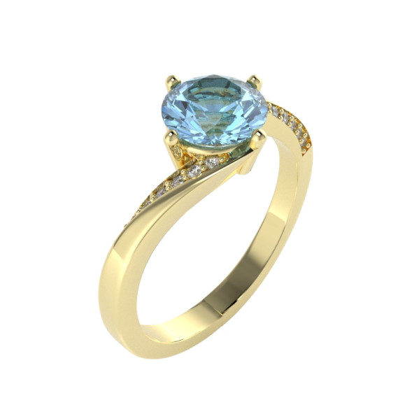 Zásnubný prsteň 14K biele zlato a topas sky blue  1 ct  094_A